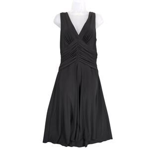 Jones New York Sz 8 Little Black Midi Dress Sleeveless Stretch Y2K Babydoll Goth